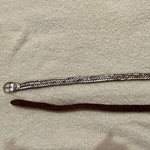Brown leather with silver accents belt